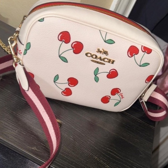 Coach Handbags - Coach Cherry Print Crossbody Bag - Cream and Red